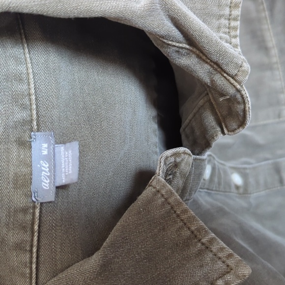 Aerie Mens Medium Button Down Short Green - Picture 5 of 8